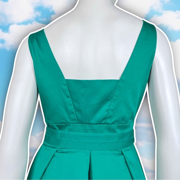 CALVIN KLEIN Square Neckline Sleeveless Belted Pleated Dress Christmas 50s Retro - Picture 9 of 12